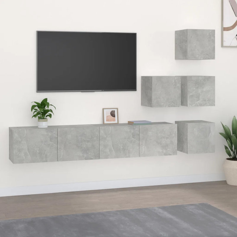 Konya Unfinished Floating TV Stand for TVs up to 32", Concrete Grey