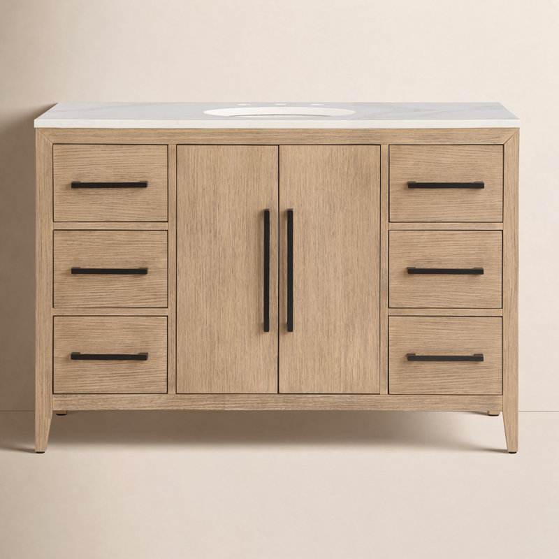 Alsup 48'' W Single Vanity, Wire Brushed Oak