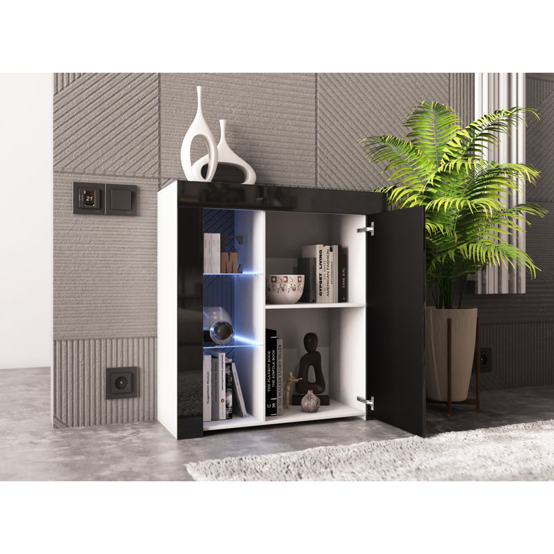 Camargue 85cm Sideboard, White/Black, Included