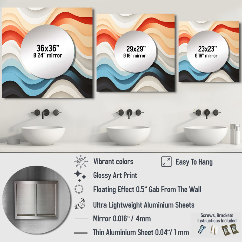 Nastacia - Miroir mural moderne décoratif pour chambre à coucher, 29 po x 29 po