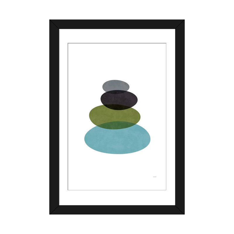 « modern pierres », impression sur toile, H 24 po x l 16 po x P 1 po, Papier d'art encadré noir, Blanc