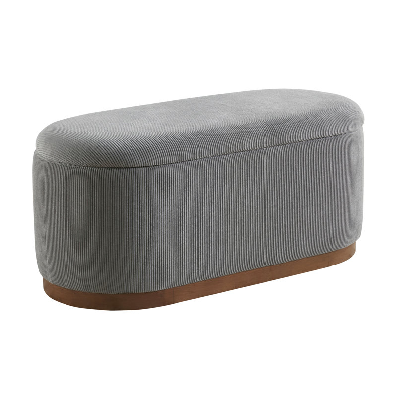 Banc de rangement élégant en velours côtelé avec couvercle en contreplaqué avec couvercle, Gris