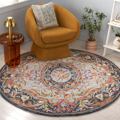 Tapis oriental jaune / orange / bleu en laine / coton touffeté à la main Savonnerie