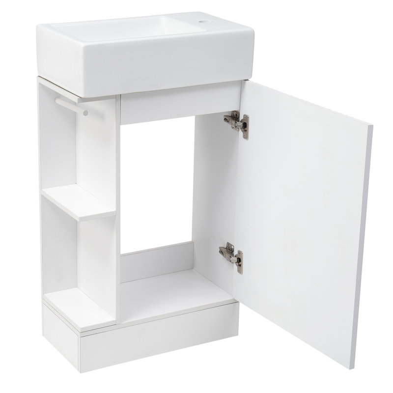 Ensemble de meuble-lavabo simple autoportant avec plateau en céramique 10,6 po Bona