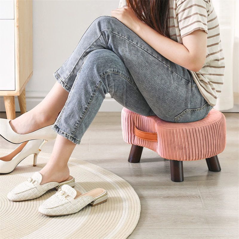 40cm Wide Footstool Ottoman, Pink
