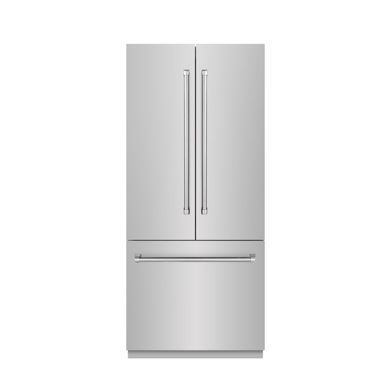 ZLINE 36 in. French Door Built-In Refrigerator in DuraSnow Steel with Stainless Steel Interior, Stainless Steel