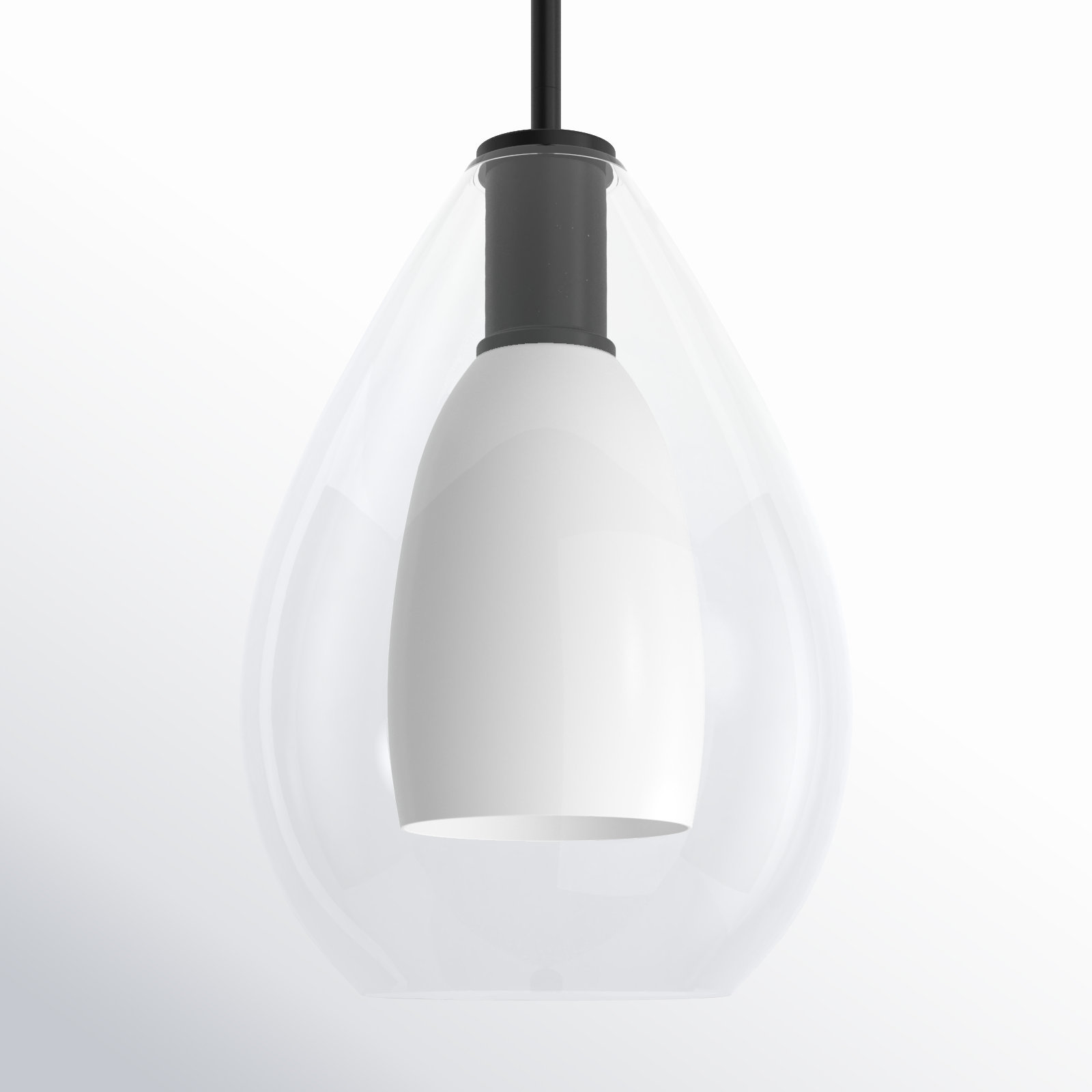 Eldine Single Light Glass Dimmable Pendant, Matte Black, 14.25" H x 9.87" W x 9.87" D