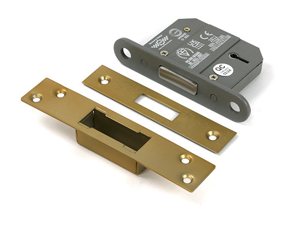 Satin Chrome 2½" 5 Lever BS Dead Lock, Satin Brass