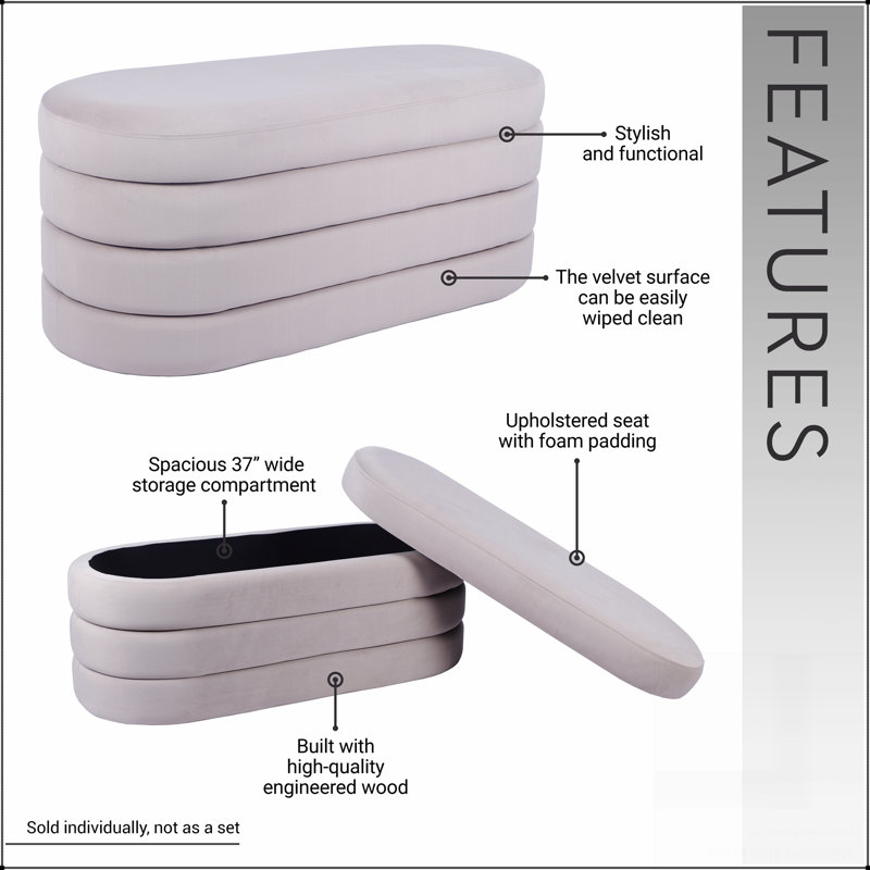 Banc avec rangement en velours