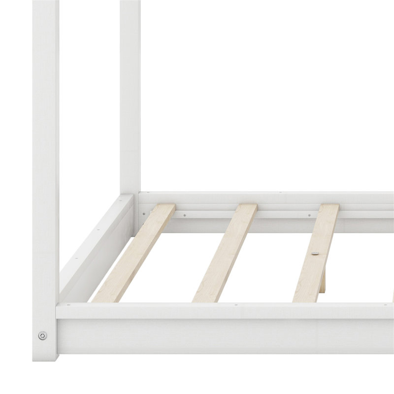 Lit plateforme à baldaquin avec pieds de support, Blanc