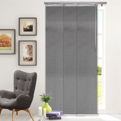 Woven Gray 3-Panel Single Rail Panel Track Extendable 28"-43" W x 91.4"H, Panel width 15.75"