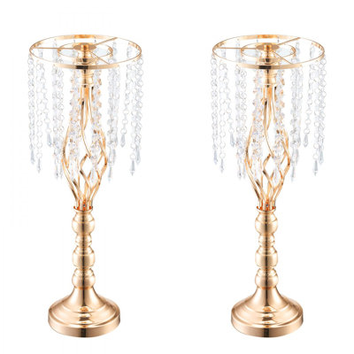 2PCS 55cm/21.65” Tall Crystal Wedding Flower Stand Vase for Party Decor