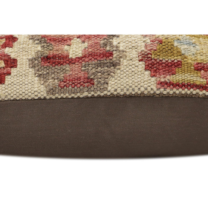 Coussin rustique en kilim tissé à la main Lennie - 17 po x 18 po Rustic