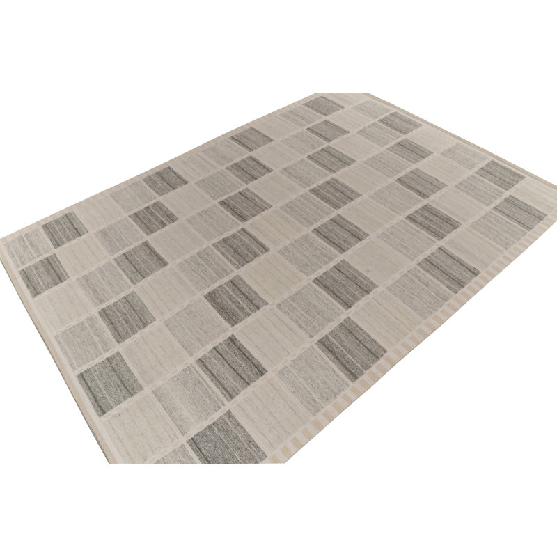 Scandinavian Wool Geometric Area Rug, Rectangle 10' x 14'