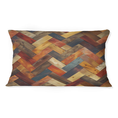 Coussin brun à chevrons I - Mid-Century