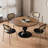 Walnut&Black Round Solid Wood Dining table-1584691828