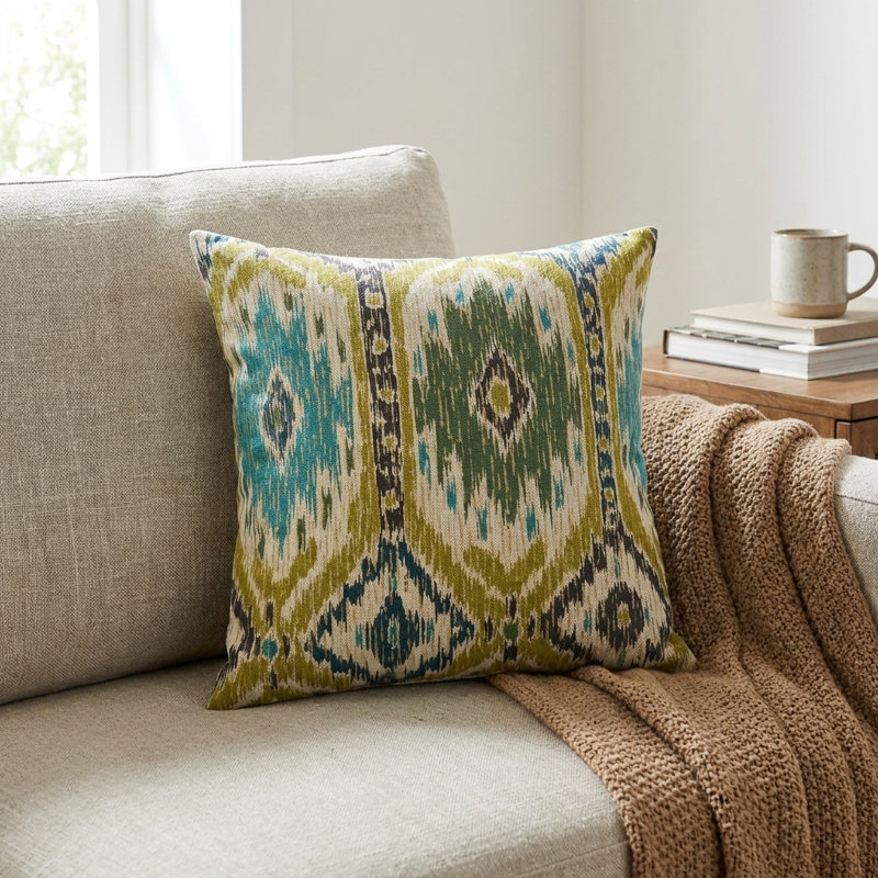 Coussin décoratif d’intérieur et d’extérieur de luxe vert avalanche de Plutus, Carré 16 po
