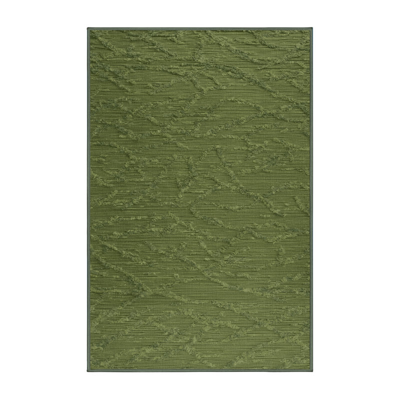 Machine Washable Solid Green Area Rug, Rectangle 3' x 5'