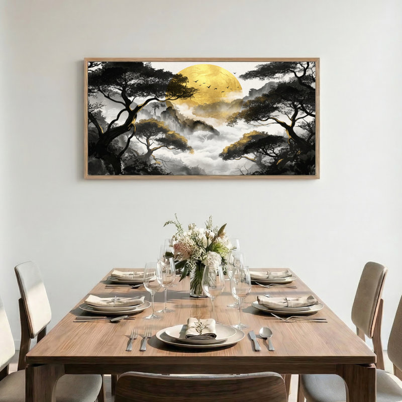 Tableau encadré « Coucher de soleil doré » (1 pièce), 122 x 61 cm, 48 x 24 pouces