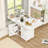 Space Saving 47" Folding Table With White Marble Appearance And Storage Cabinet, 6 Wheels For Convenient Placement Color Table, Drawers, Movable Kitchen Island