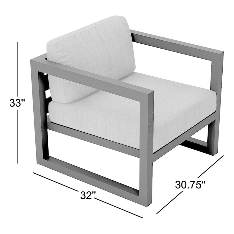 Avion Patio Chair with Sunbrella Cushions, Canvas Natural Sunbrella® Canvas, Black