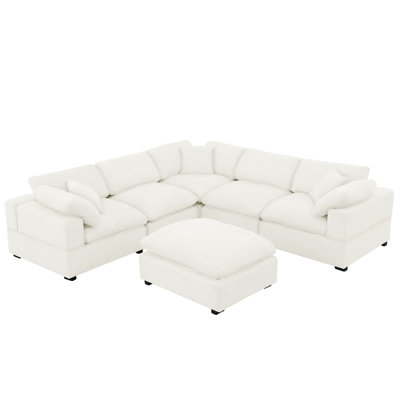 Wartow 6-Piece Upholstered Corner Sectional with Reversible Ottoman