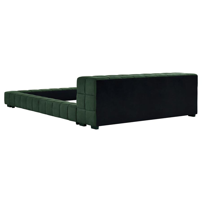 Lit plateforme tapissier Iqbar, Double, Vert