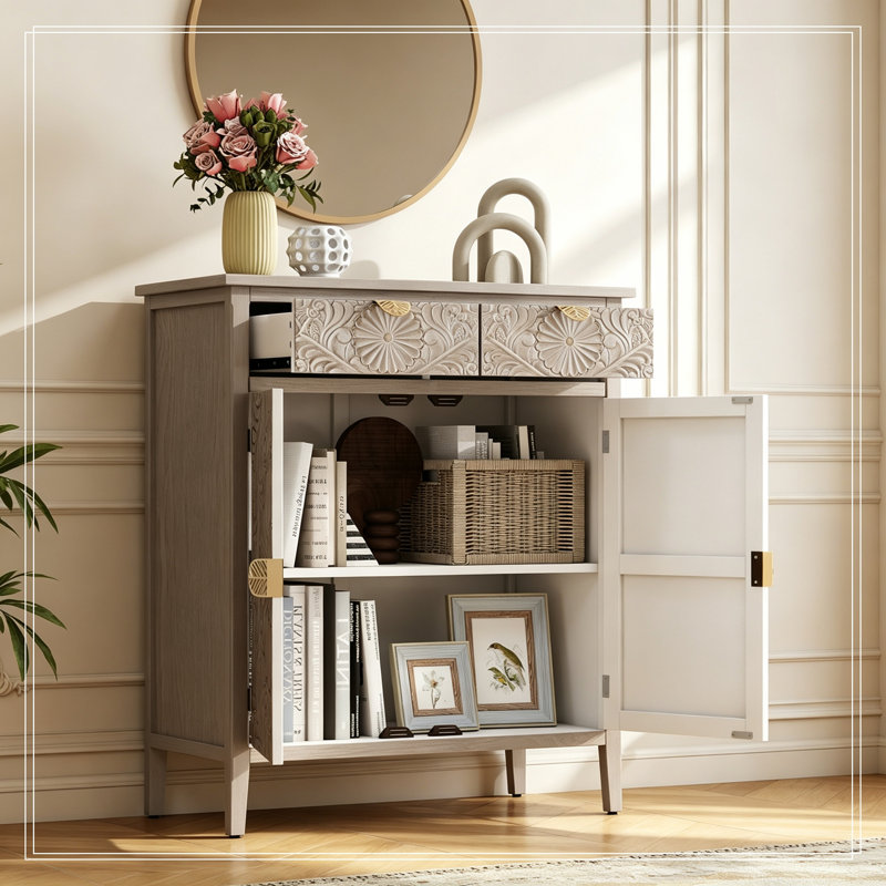Armoire de rangement en bois avec tiroir et portes