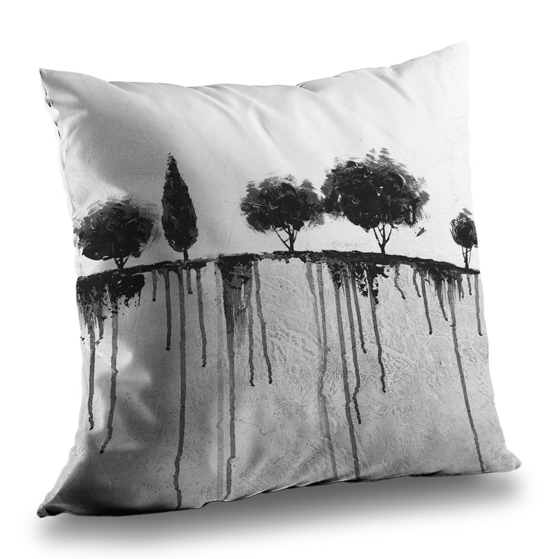 Ink Bleeding Trees - Black & White Poly Twill Throw | Home Decor