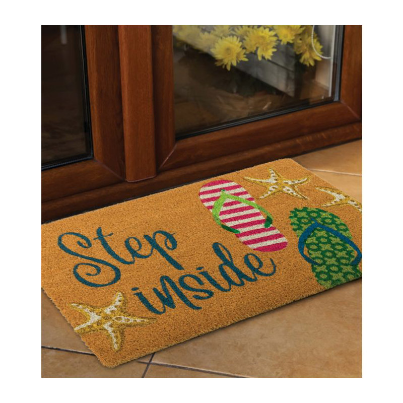 30x18 Natural Coir Fiber and PVC Non Slip Outdoor Doormat with Weather Resistant Textured Surface and Heavy Duty Backing