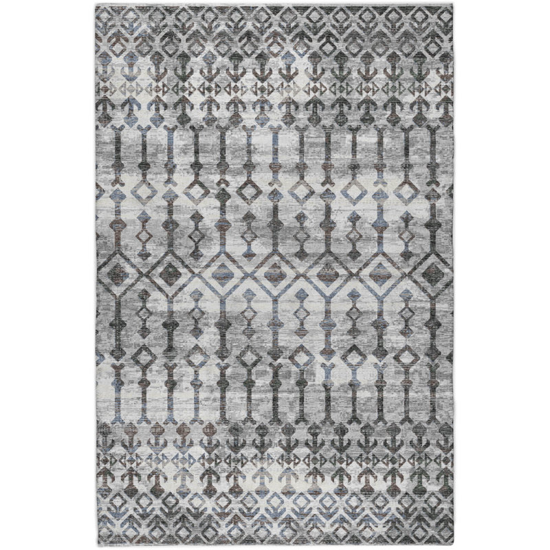 Tapis bohème ADS79 de qualité supérieure lavable à la machine Dream Shag, Cendré, 8 pi x 10 pi