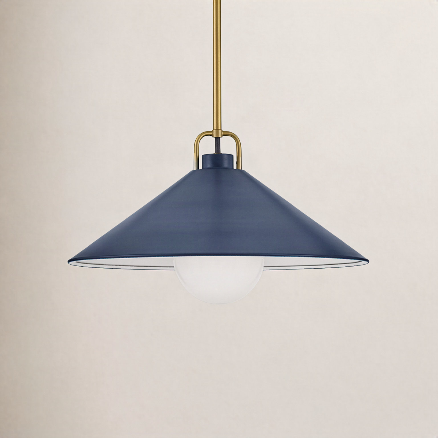 Zoë Single Light Metal Steel Dimmable Pendant, Matte Navy