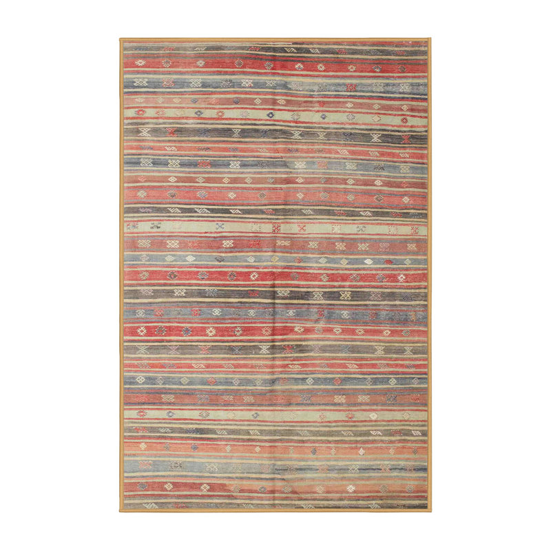 Tapis rouge à motif géométrique Lynelle, Rectangle 5 pi x 8 pi