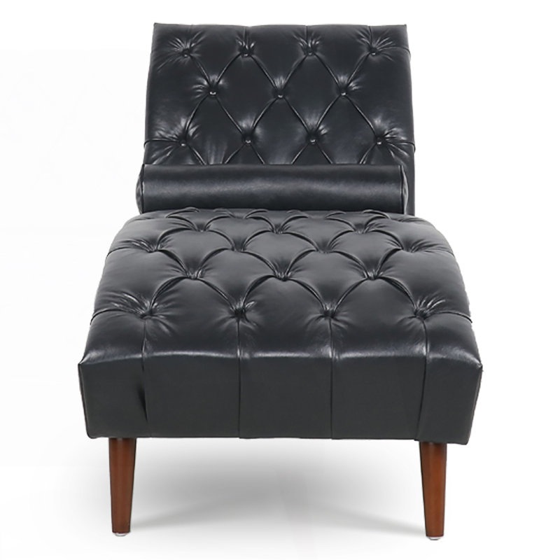 Chaise longue rembourrée avec motif de traîneau, Noir