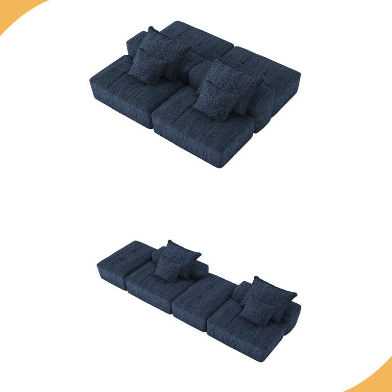 Canapé modulaire surdimensionné Modern, Chenille bleu