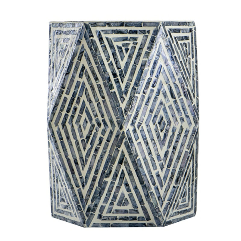 Hexagon Garden Stool, Capiz Accent Side Table
