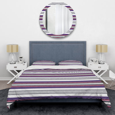 Ensemble de housse de couette en microfibre mauve / blanc 2 pièces