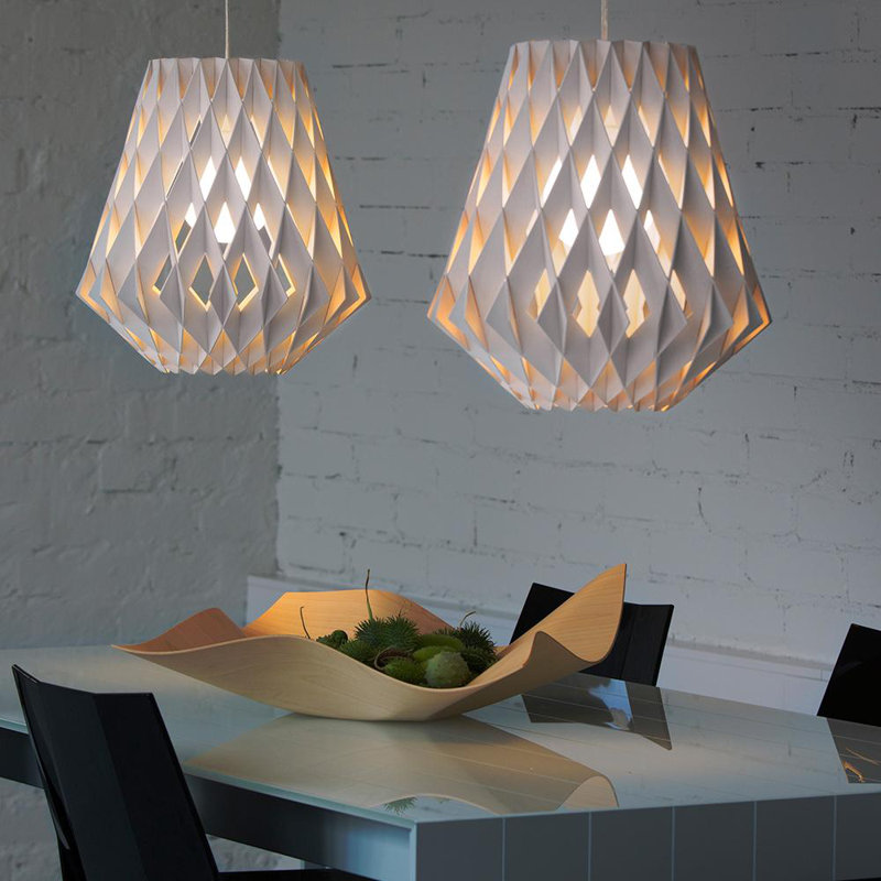 Lampe en bouleau naturel 11,8 po Pilke, Teinte blanche
