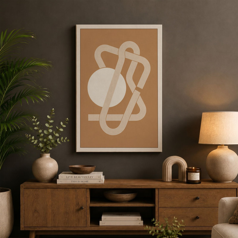 Woven Neutrals Minimalist - Wrapped Canvas, 24x16 - 61.0 x 40.6 cm, Teal Border