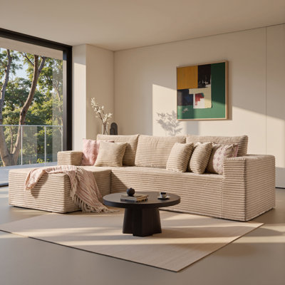 Hartwig Boneless 2 - Piece No Assembly Required Upholstery Sofa, Free Combination L-Shape Sectional, Compression Modular Sofa for Living Room Bedroom
