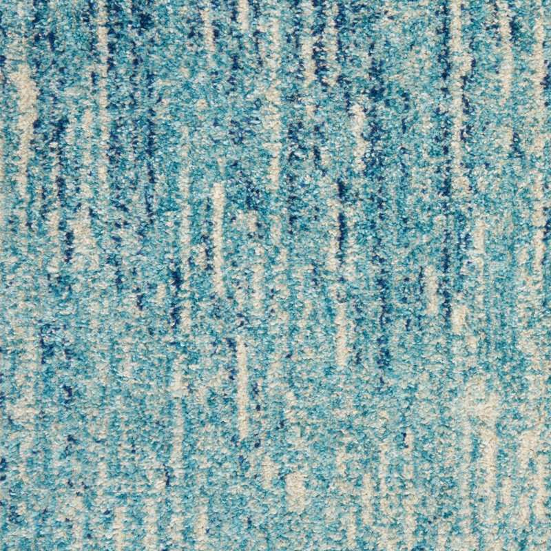 Tapis abstrait bleu clair / bleu marine / beige Abbate, Tapis de couloir 1 pi 10 po x 6 pi