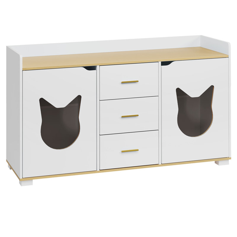 Buffet en bois à double enceinte pour chat