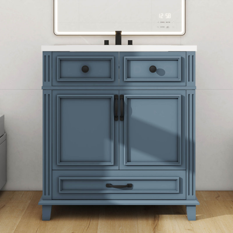 Ensemble de meuble-lavabo 30 po avec 2 portes et 1 tiroir, Bleu / Noir