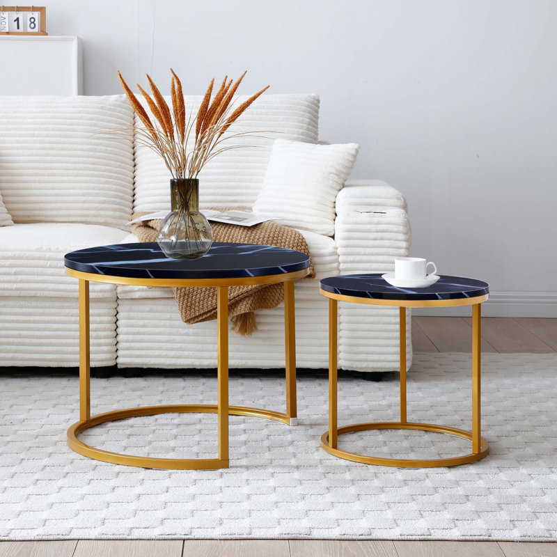 Modern Nesting Round Coffee Table Set, Space-Saving Design