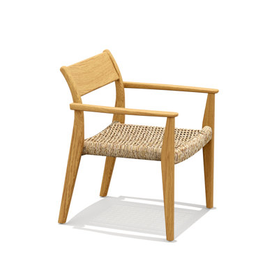 Amilo Wood Premium All-Weather Wicker Outdoor Dining Armchair