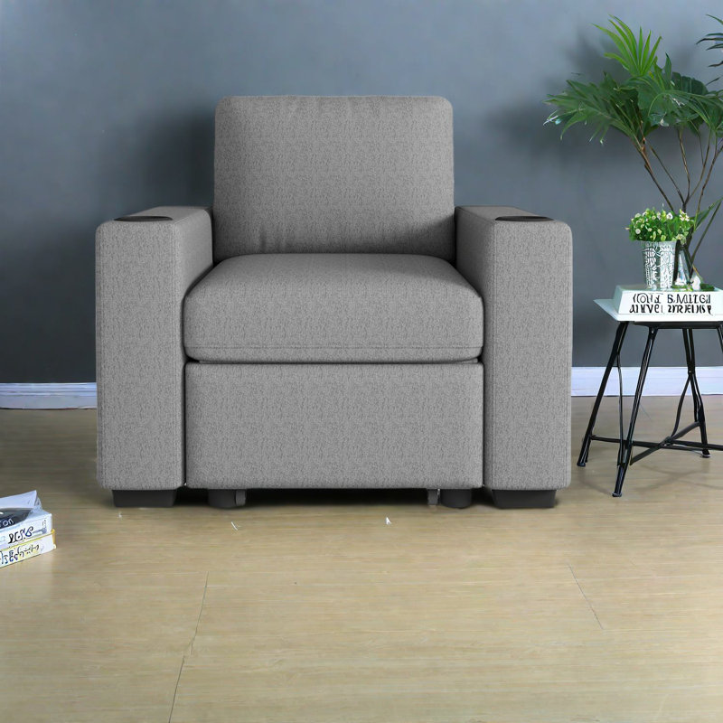 Versatile Chenille Sofa Bed With Usb, Compact Modern Design For Living Room