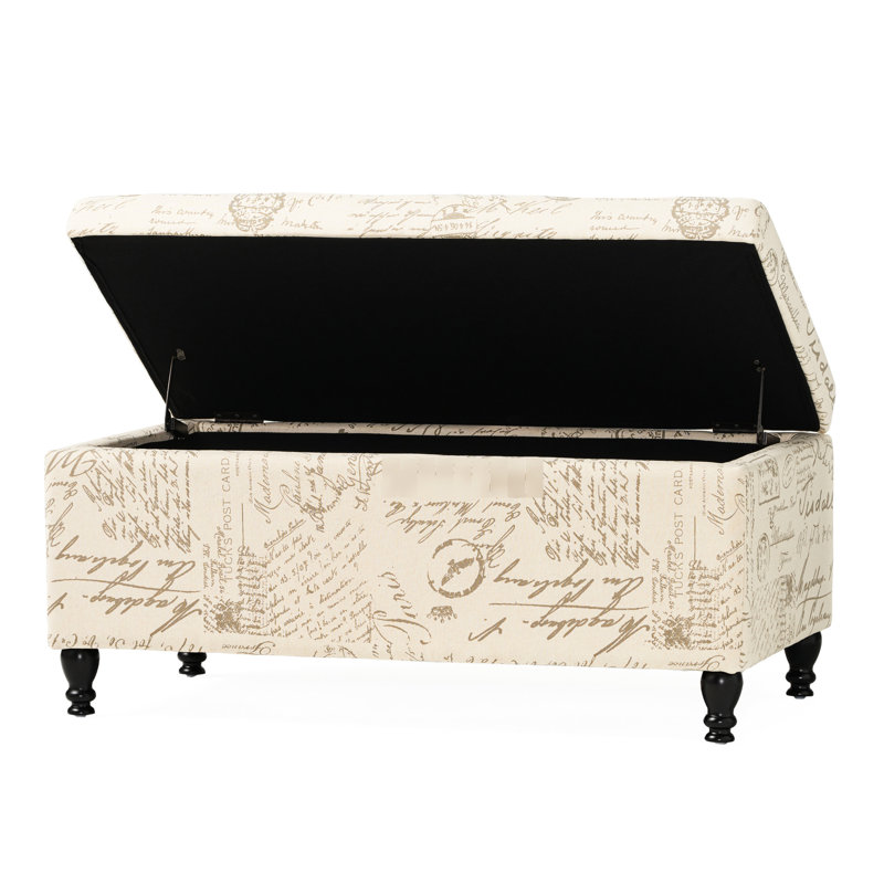 Beige avec housse en tissu de lin, structure en bois, couleur, siège supplémentaire et rangement polyvalent - option de sièges contemporains de style français Flair