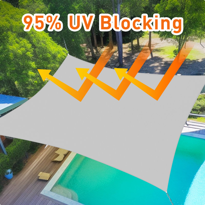 15'X23' Customize Rectangle Sun Shade Sail, Light Gray