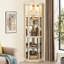 Vitrine d'angle, blanc antique, portes de verre éclairées, rangement de rangement élégant et lumineux, 16,6 po Profondeur, design attrayant
