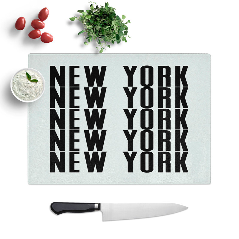 New York Typography Chopping Board, 20cm W x 28.5cm L